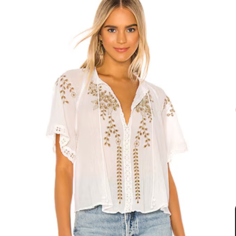 Free People Dalia Embroidered Blouse